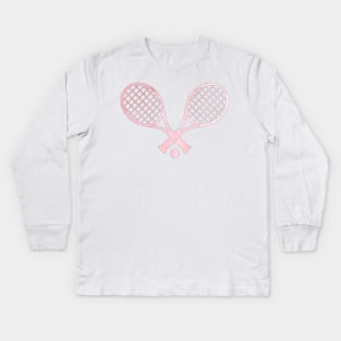 Tennis Racket Pink Kids Long Sleeve T-Shirt